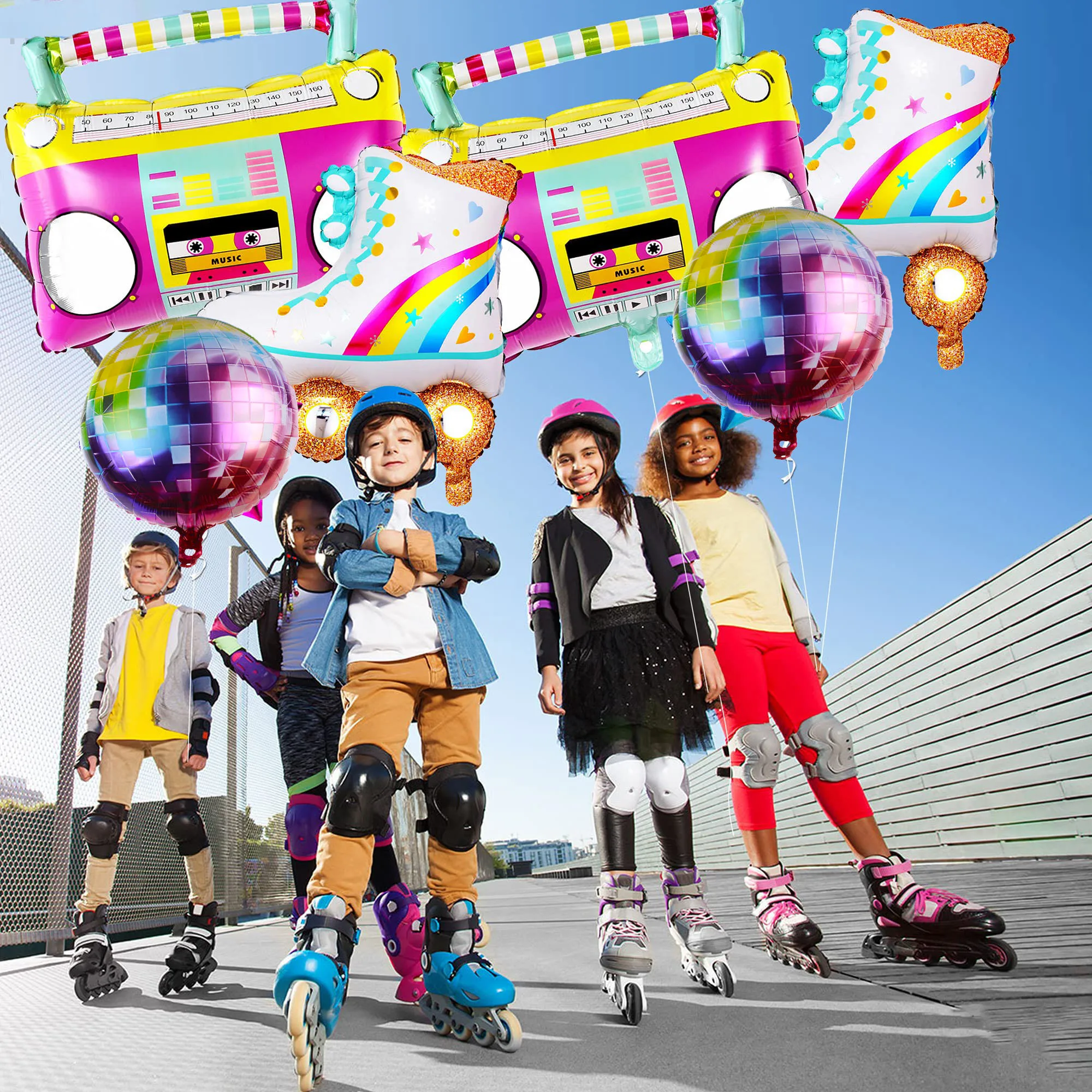 Kit 15 Balões Metalizados Anos 80 ou 90 – Rádio, Patins, Celular e Globo Disco - Imagem 4