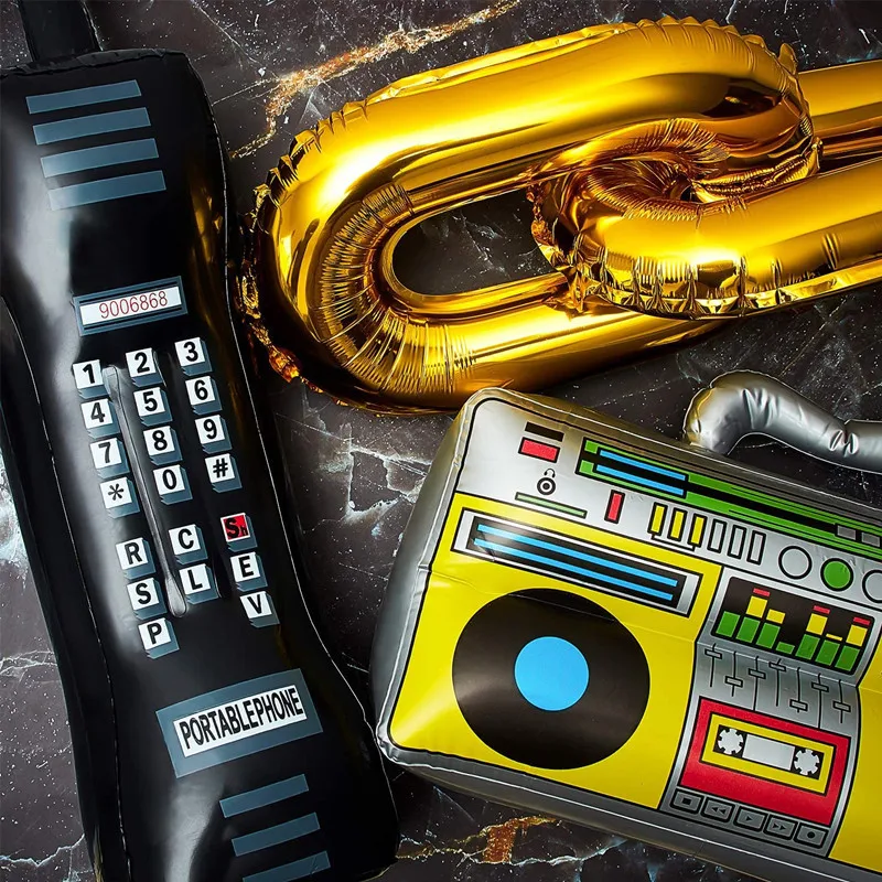 Kit 15 Balões Metalizados Anos 80 ou 90 – Rádio, Patins, Celular e Globo Disco - Imagem 3