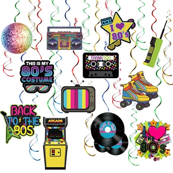 Espirais Decorativas com Discos de Vinil – Festa Anos 80/90